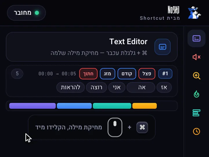 ⌘ + גלגלת עכבר: מחיקת מילה שלמה, ומיד מקלידים מילה חדשה במקומה